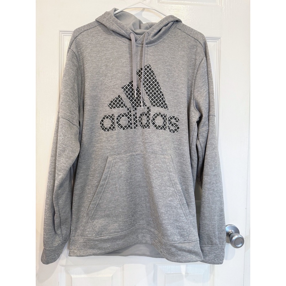 Adidas Pullover Hoodie Gray Logo Graphic Activewear Mens Size L
